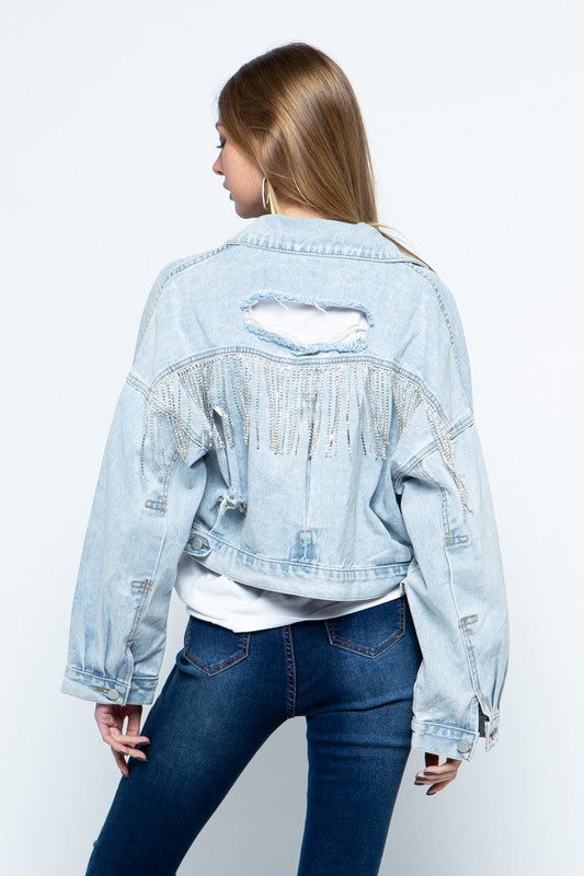 CAN'T TOUCH THIS RHINESTONE DENIM JACKET